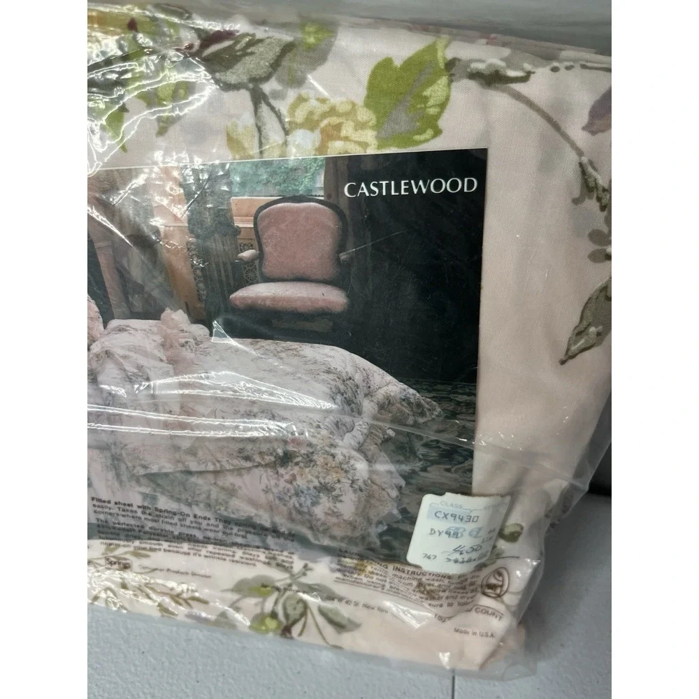 Vtg Springmaid Castlewood Double Fitted‎ Sheet Floral